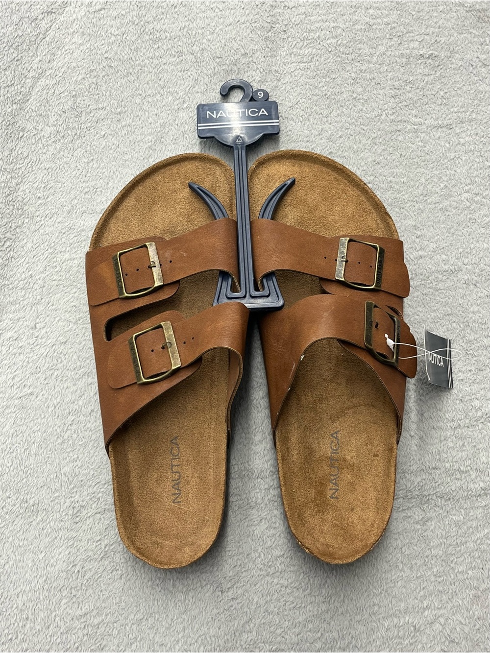 Nautica Women's Brown Double-Buckle Slide Sandals Size 9 New with Tags